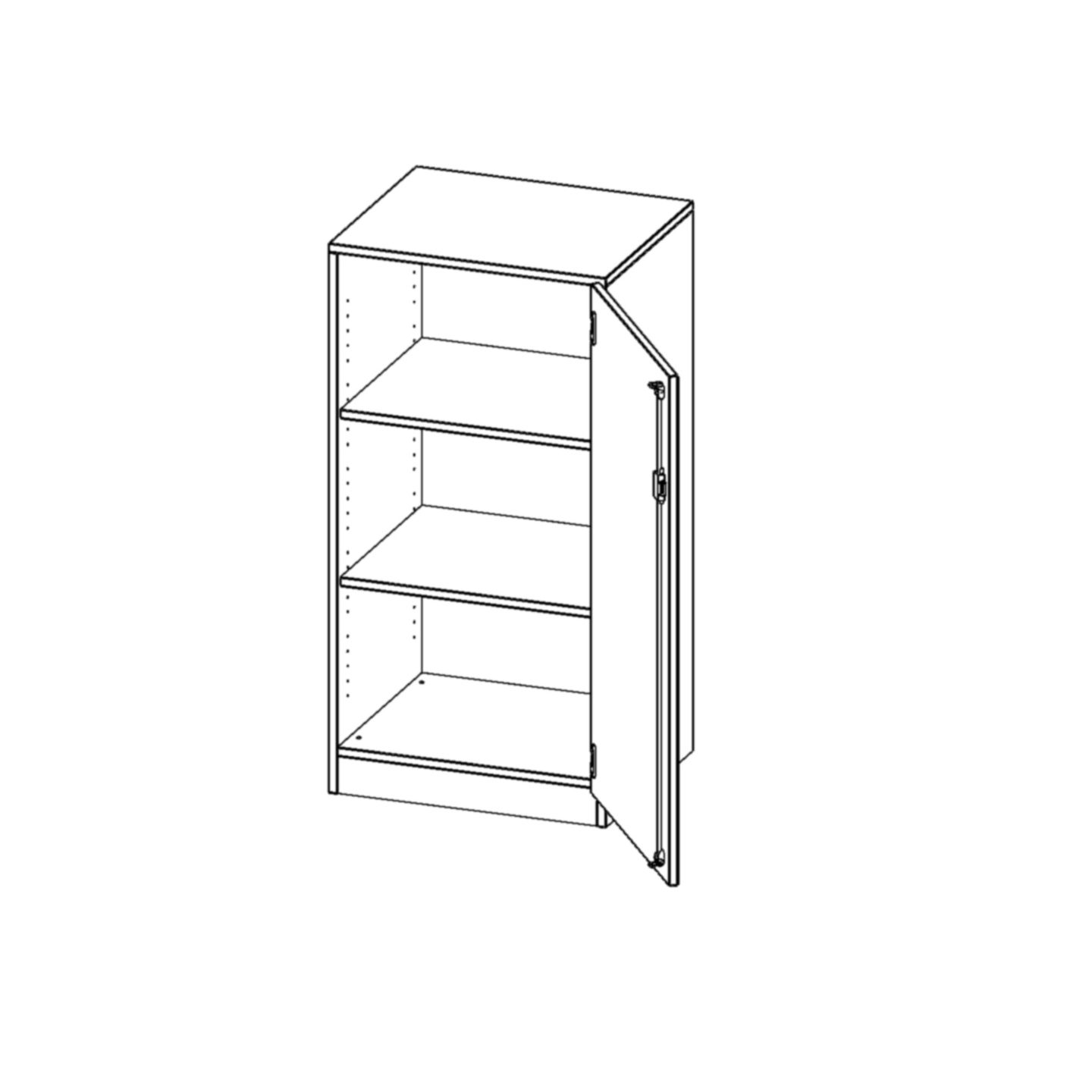Schrank mit Sockel, 1 Tür abschliessbar (Türanschlag rechts), 2 Einlegeböden, B 60 x H 118 x T 40 cm