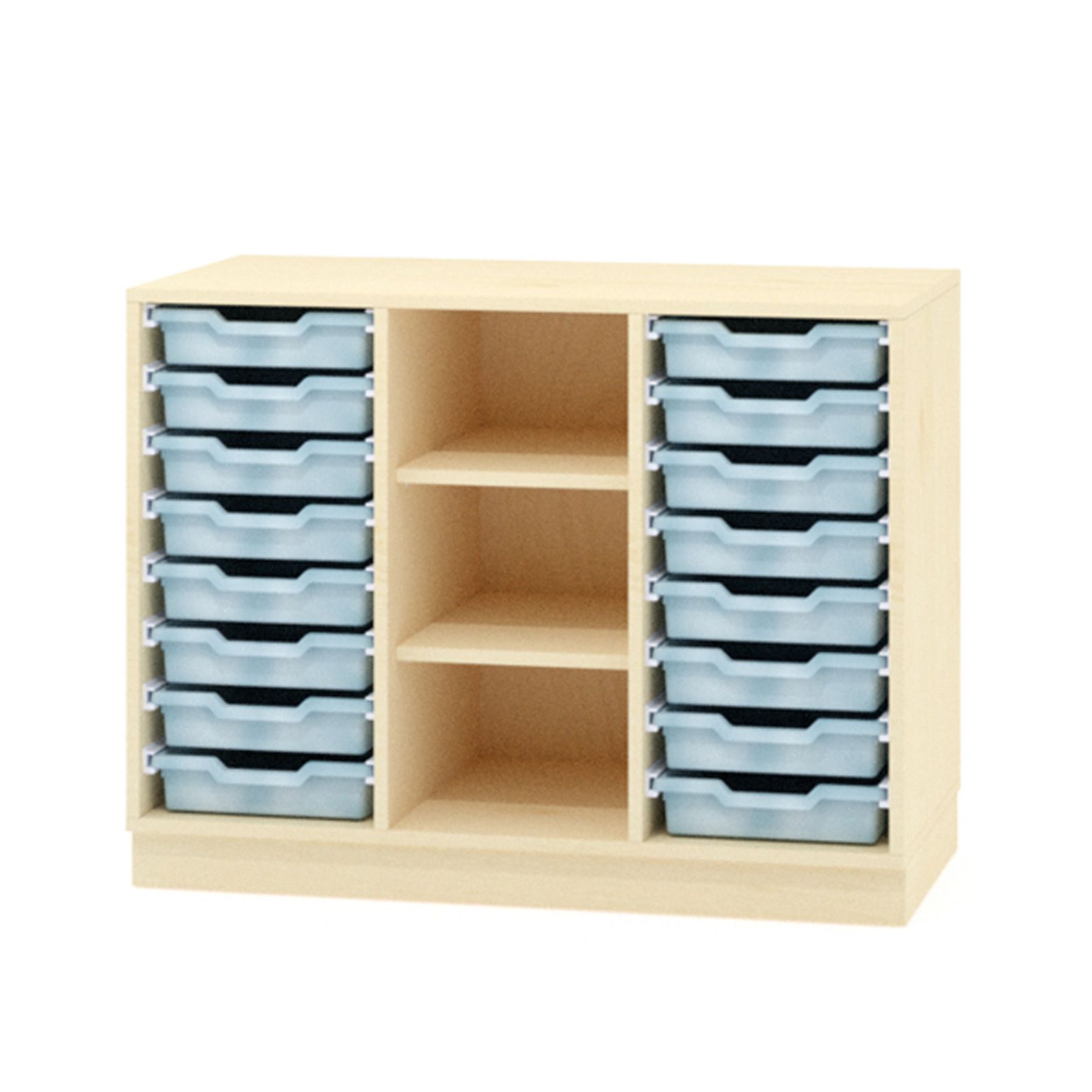 Kombischrank offen für Materialboxen mit Rollen, Dekor, B 105,1 x H 80 x T 45 cm