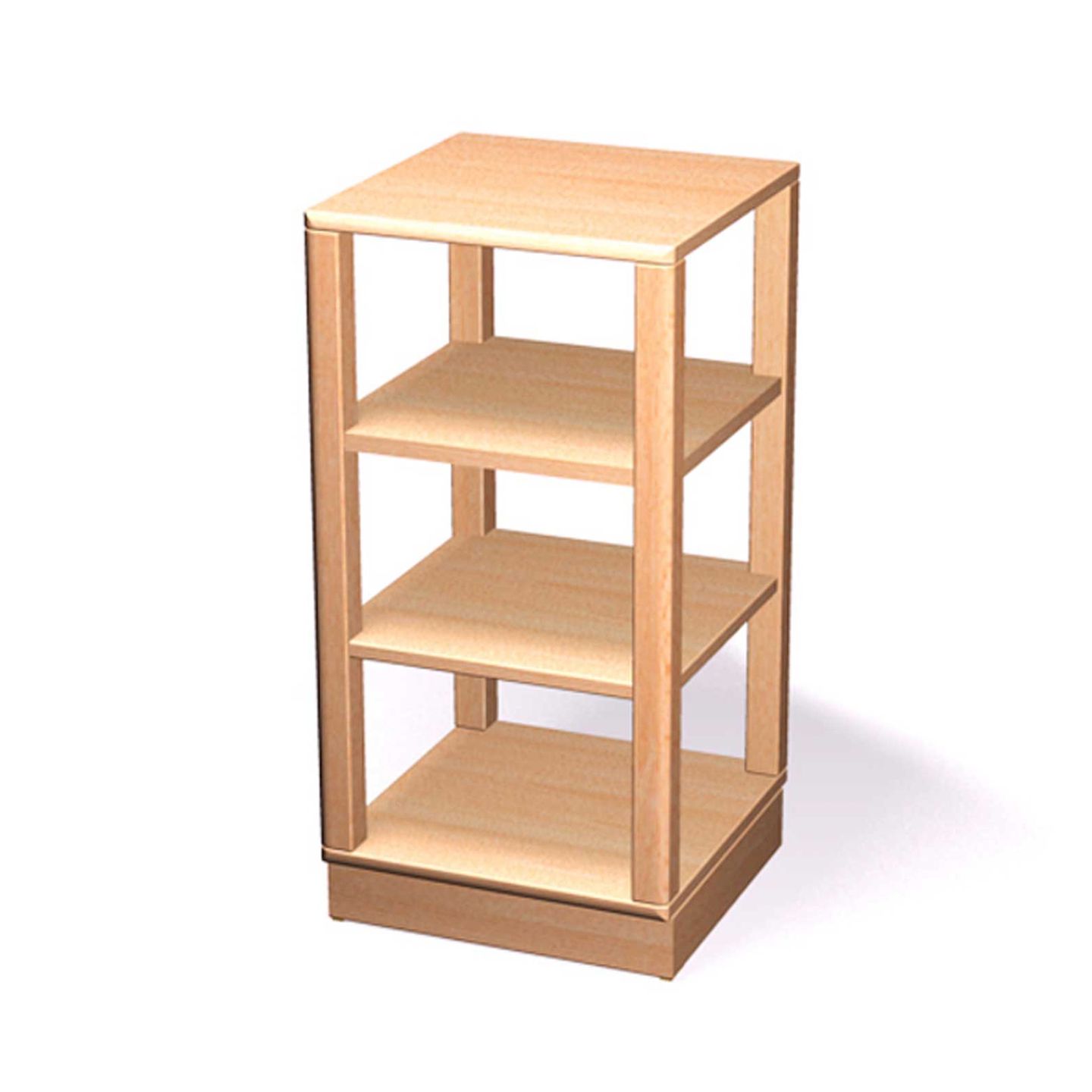 Turmregal mit Rollen mit 2 Einlegeböden, Buche massiv, B 40 x H 80 x T 40 cm