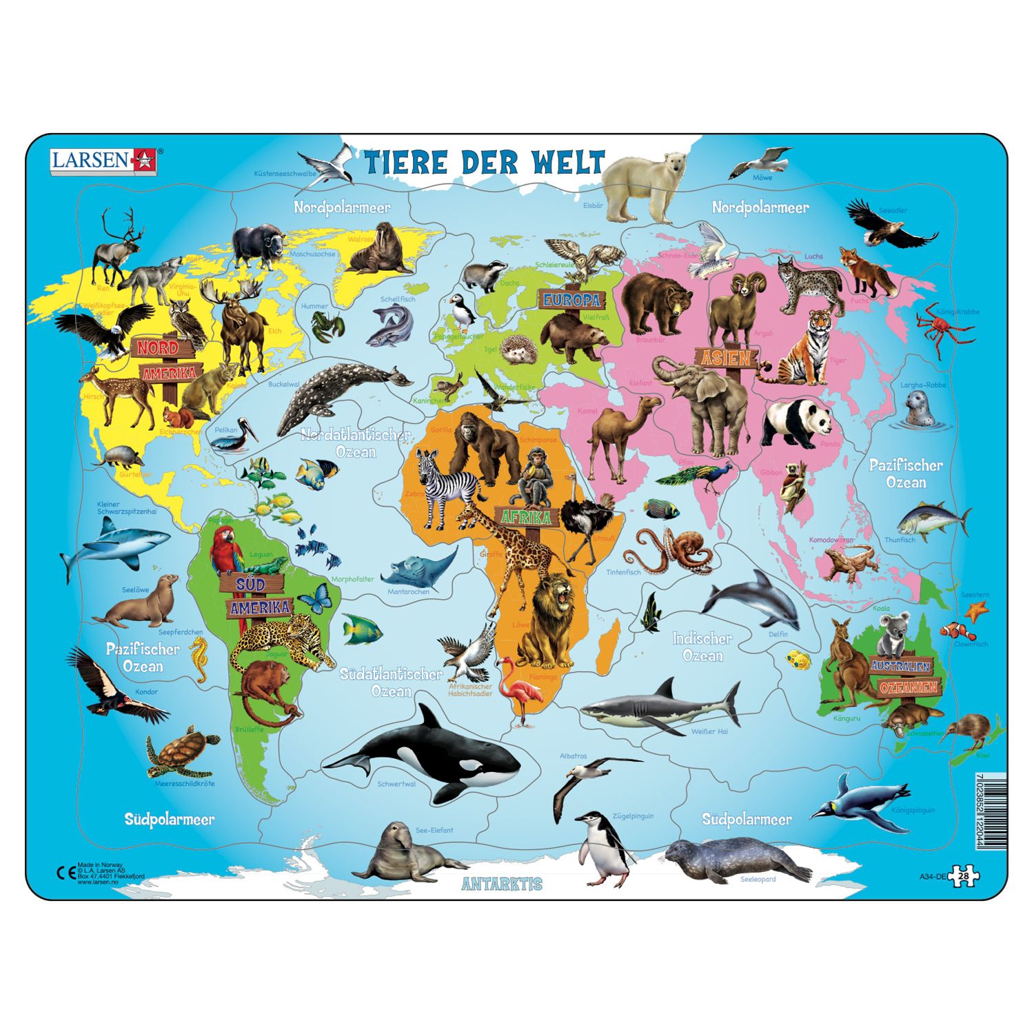 Tiere der Welt, Puzzle 28 Teile