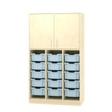 410.023.381K - Kombischrank geschlossen mit 15 Paar Fürhungsleisten, mit Sockel, Dekor, B 105,1 x H 180 x T 45 cm