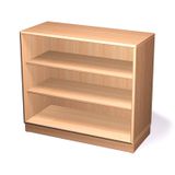 410.025.004 - Materialschrank offen mit Sockel und 2 Einlegeböden, Massivholz Birke, B 90 x H 80 x T 40 cm