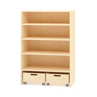 Bausteinschrank mit zwei Bausteinwagen und 3 Einelgeböden, Dekor, B 90 x H 130 x T 40 cm