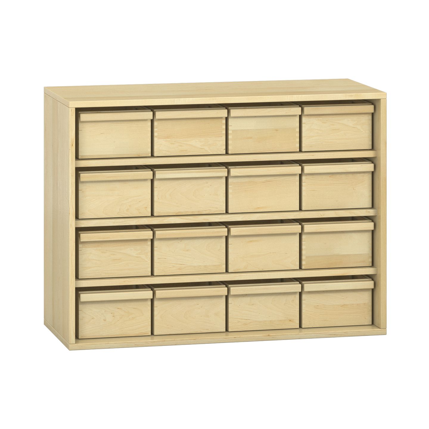 Pureo Materialschrank Furnier mit 16 Kästen, mit 3 Einlegeböden, B 100 x H 75 x T 42 cm