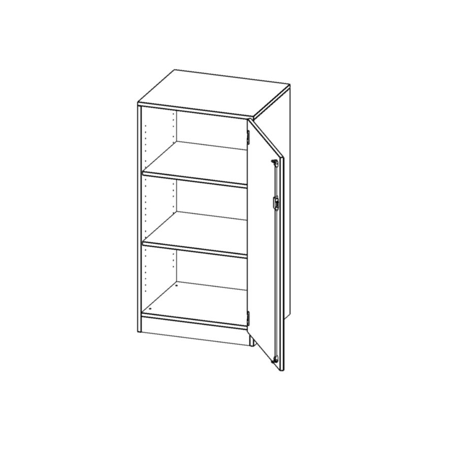 Schrank mit Sockel, 1 Tür abschliessbar (Türanschlag rechts), 2 Einlegeböden, B 60 x H 118 x T 40 cm