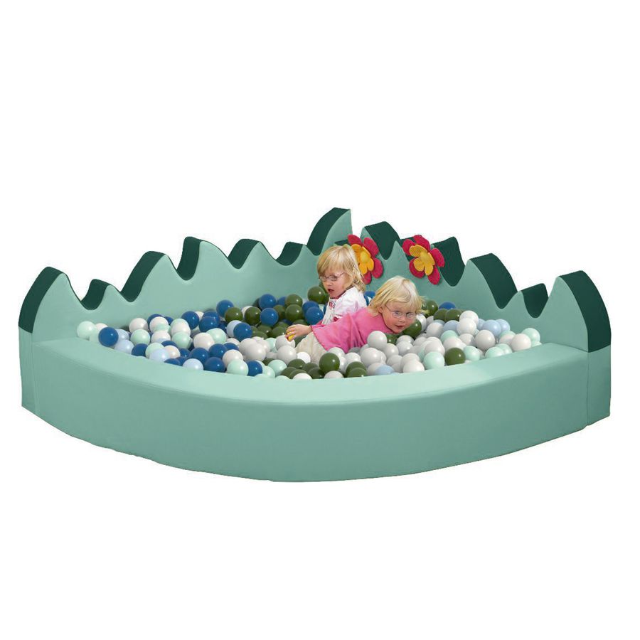 Ballbad Viertelkreis mit Kunstlederbezug, L 140 x B 140 x H 30 cm