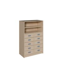 Schrank mit 10 Schubladen, oben Regal mit 1 Einlegeboden, B 78 x H 120 x T 40 cm