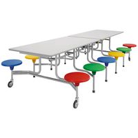 12er-Tisch-Sitz-Kombination rechteckig, Tischhöhe 69 cm, Sitzhöhe 39 cm
