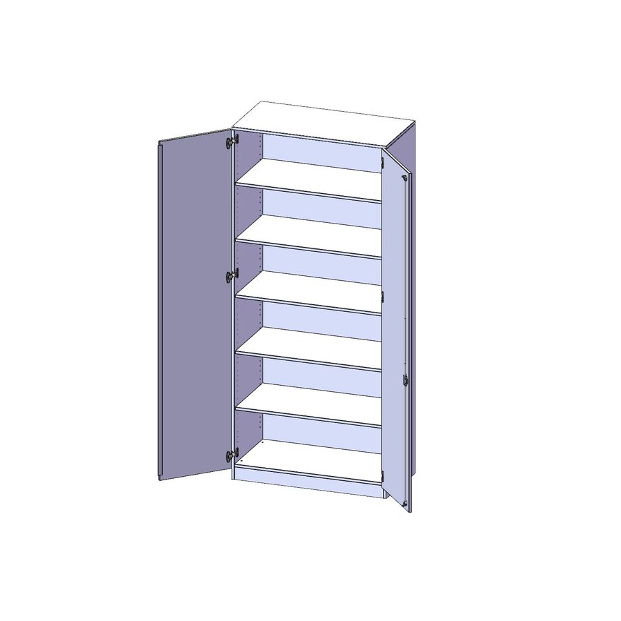 Doppeltürenschrank mit Sockel und 5 Einlegeböden, Türen abschliessbar, B 100 x H 226 x T 60 cm