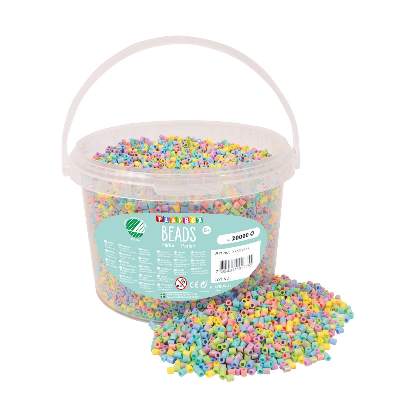 Bügelperlen 20'000 Stk. im Eimer, pastell