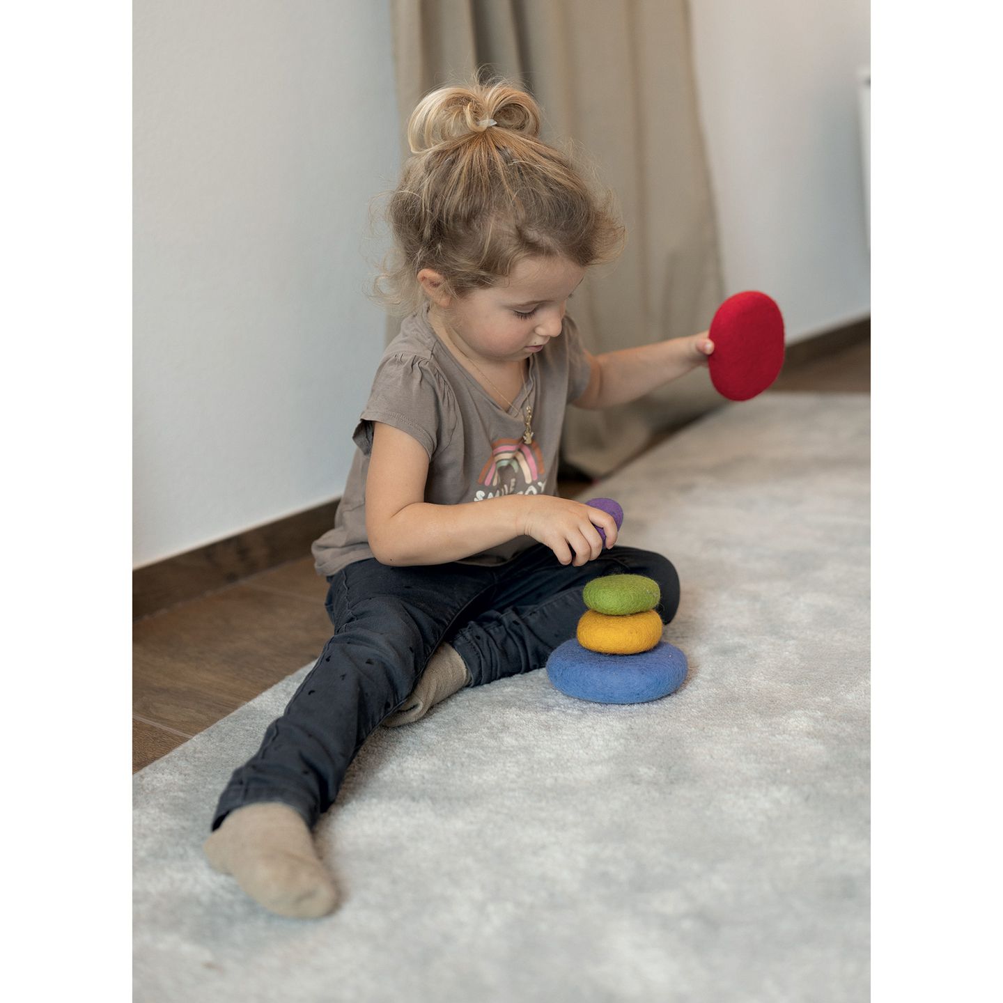 Filz Regenbogen Steine 5 Stk.