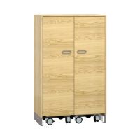 Pureo Materialschrank mit Rollwagen Furnier, mit 1 fester und 2 EB, B 100 x H 150 x T 60 cm