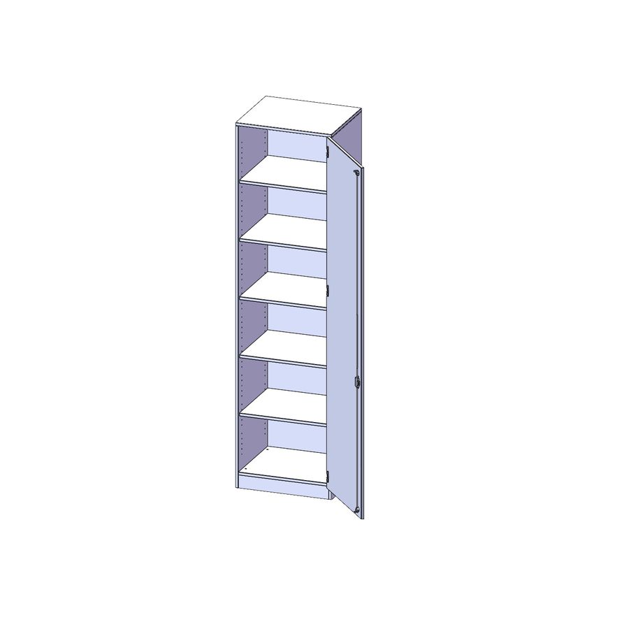 Schrank mit Sockel und 1 Tür abschliessbar, 5 Einlegeböden, B 60 x H 226 x T 50 cm