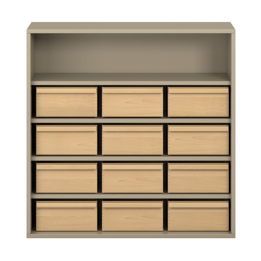 Pureo Materialschrank Dekor mit 12 Materialkästen, B 100 x H 100 x T 42 cm