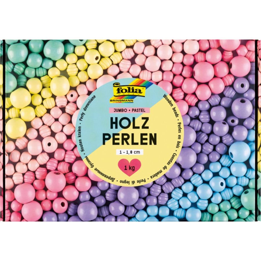 Holzperlen Pastell Jumbo, 1 kg