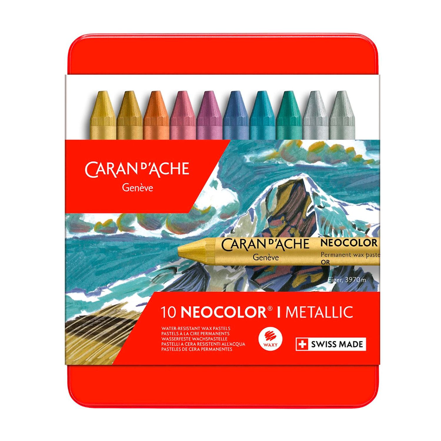 Neocolor I metallic im Blechetui, 10 Farben
