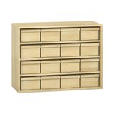 444.014.099K - Pureo Materialschrank Furnier mit 16 Kästen, mit 3 Einlegeböden, B 100 x H 75 x T 42 cm