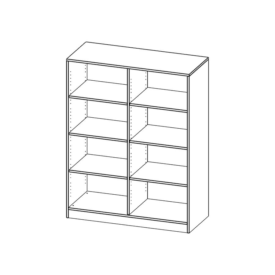 Regal mit Sockel und Mittelwand, 6 Einlegeböden, B 120 x H 154 x T 40 cm