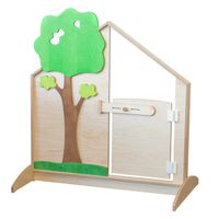 Haus mit Baum und Eingangstür und Sockel, B 117,1 x H 128,8 x T 70 cm