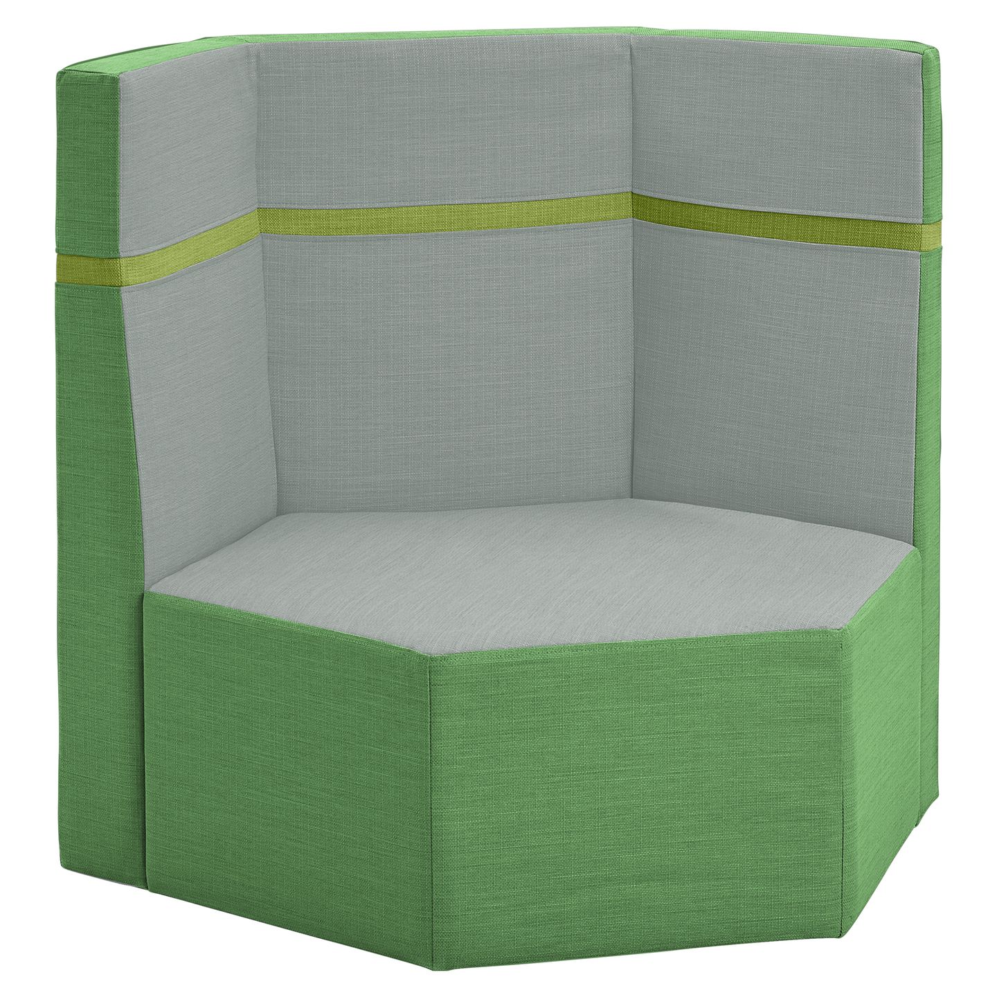 Podest Sechseck mit 3 Rückenlehnen und Stoffbezug