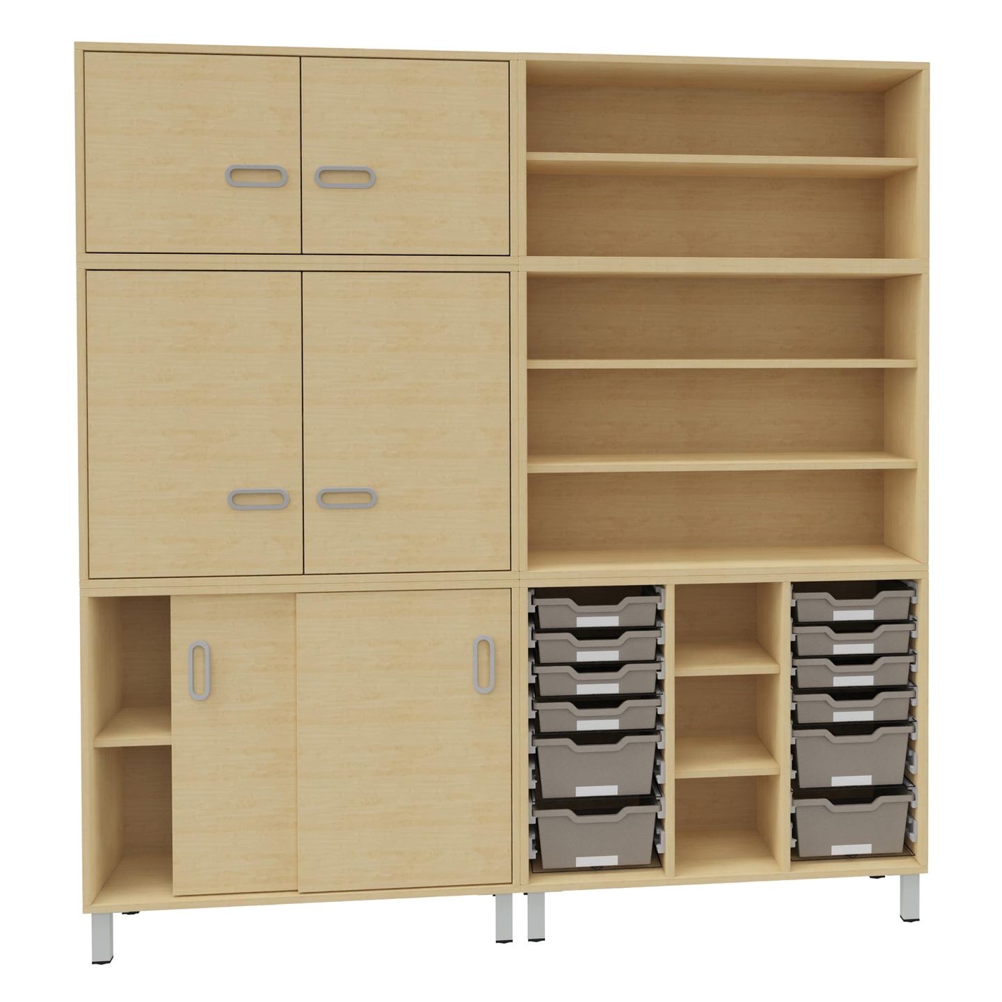 Pureo Portfolioschrank mit Schiebetüren, Furnier
mit 1 Mittelwand und 2 Einlegeböden
B 100 x H 75 x T 42 cm