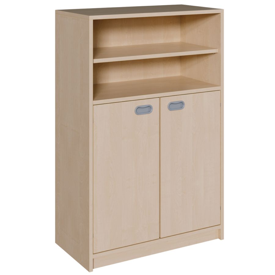 Regal mit Doppeltüren und Sockel, ohne Mittelwand, mit 3 Einlegeböden, B 78 x H 120 x T 40 cm