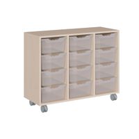 ErgoTray Regal fahrbar mit 12 hohen Boxen, B 105 x H 82,5 x T 40 cm