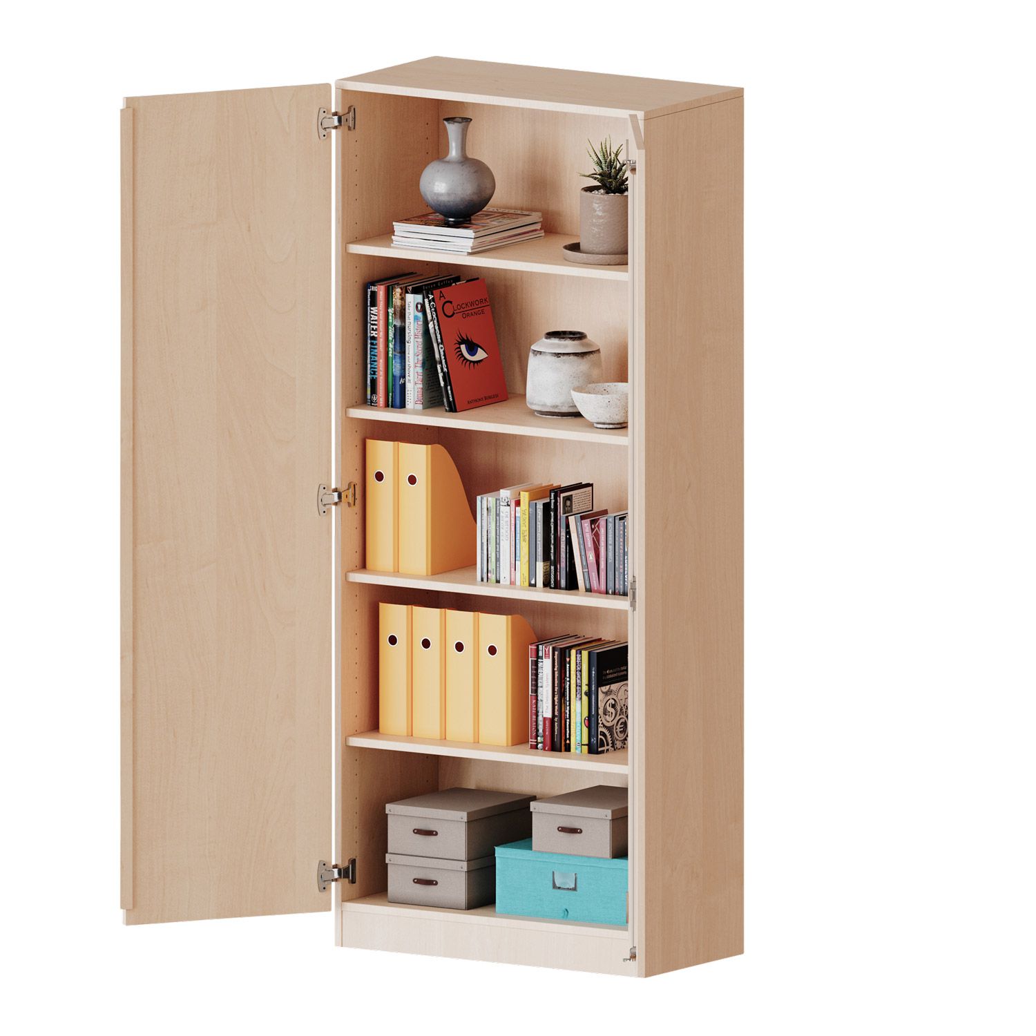 Doppeltürenschrank mit Sockel und 4 Einlegeböden, B 100 x H 190 x T 50 cm