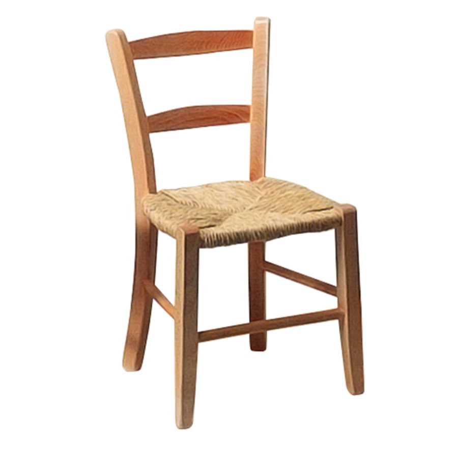 Tessinerstuhl hell, klein, Sitzfläche aus grüner Binse, B 35 x H 35/66 cm