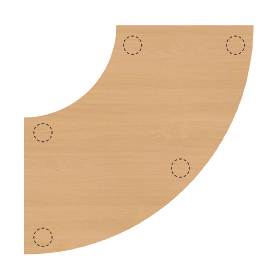 Allround-Tisch segmentbogen, B 100 x H 64,5 x T 100 cm, HPL-Belag, Gleiter