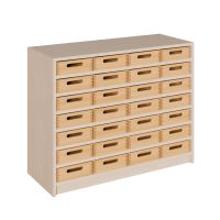 Schrank mit 28 flachen Massivholzkästen, B 102 x H 80 x T 40 cm