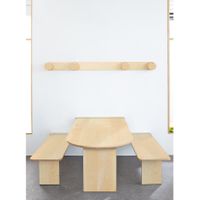 Wandklapptisch rund L 140 x B 70 cm und 2 Wandklappbänke L 105 x B 35 cm