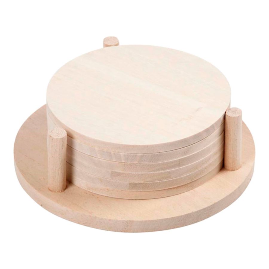 Untersetzer Holz rund, 6 Stk.