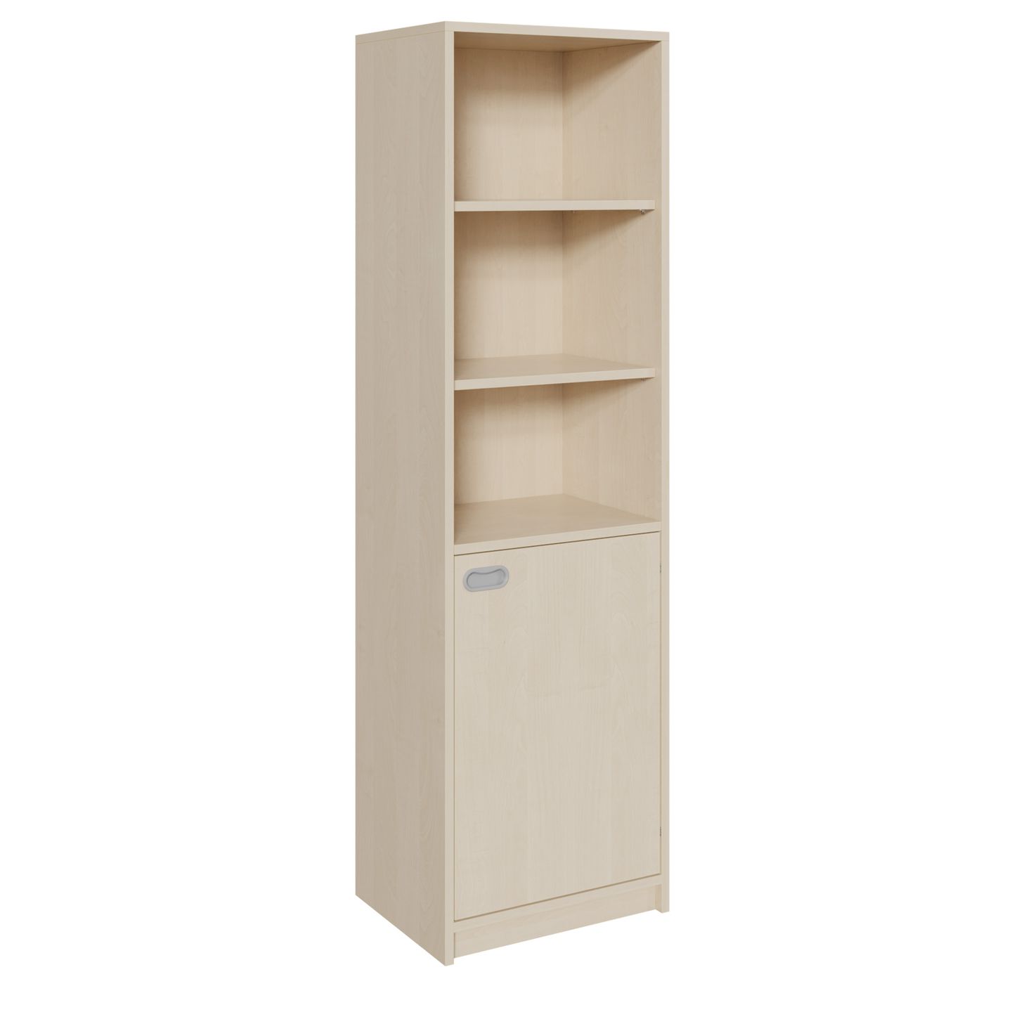 Regal mit Türe rechts und Sockel, ohne Mittelwand, mit 4 Einlegeböden, B 52 x H 180 x T 40 cm