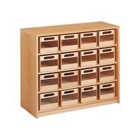 Schrank mit 16 Acryl-Materialkästen