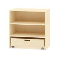 Bausteinschrank mit einem Bausteinwagen und 1 Einlegeboden, Furnier, B 80 x H 80 x T 40 cm