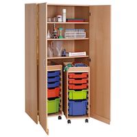 Materialschrank Forminant Dekor mit 2 Rollwagen, B 100 x H 182 x T 60 cm