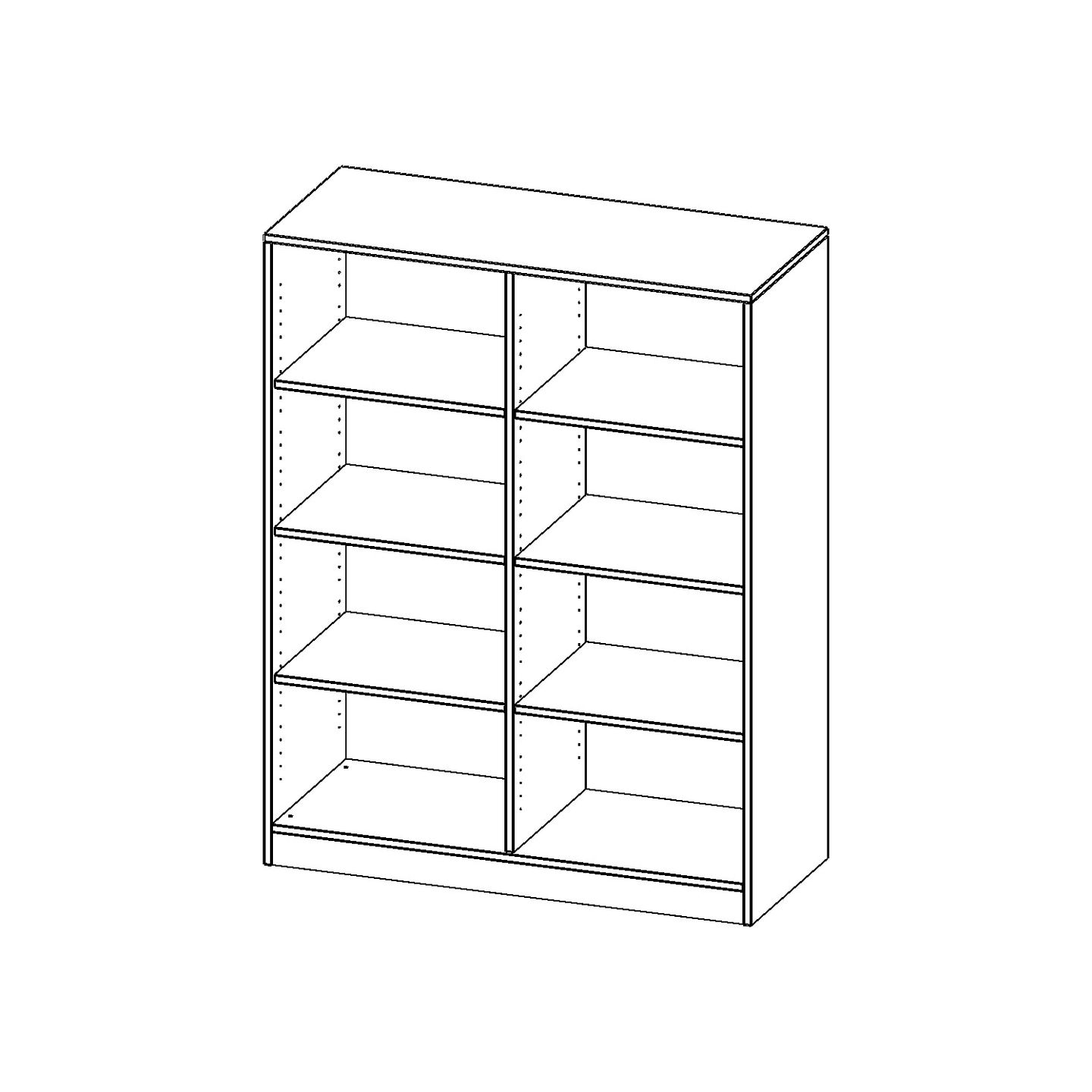 Regal mit Sockel und Mittelwand, 6 Einlegeböden, B 120 x H 154 x T 40 cm