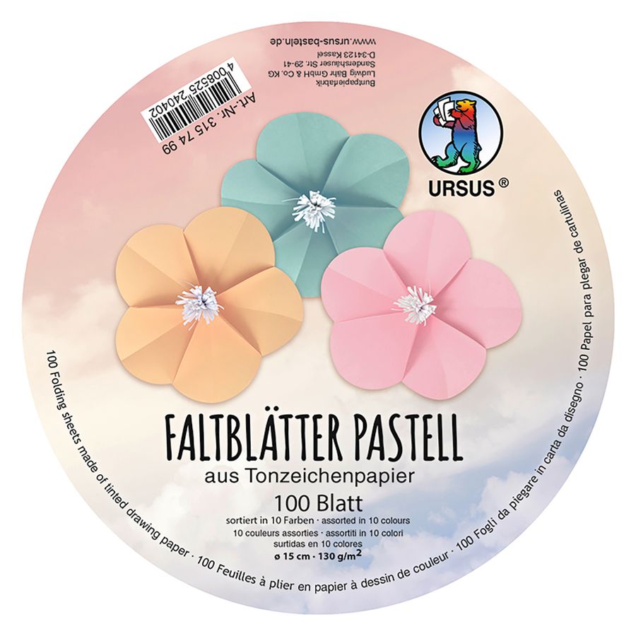 Faltblätter pastell Ø 15 cm, 100 Blatt