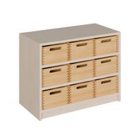 Schrank mit 9 hohen Massivholzkästen, B 78 x H 60 x T 40 cm