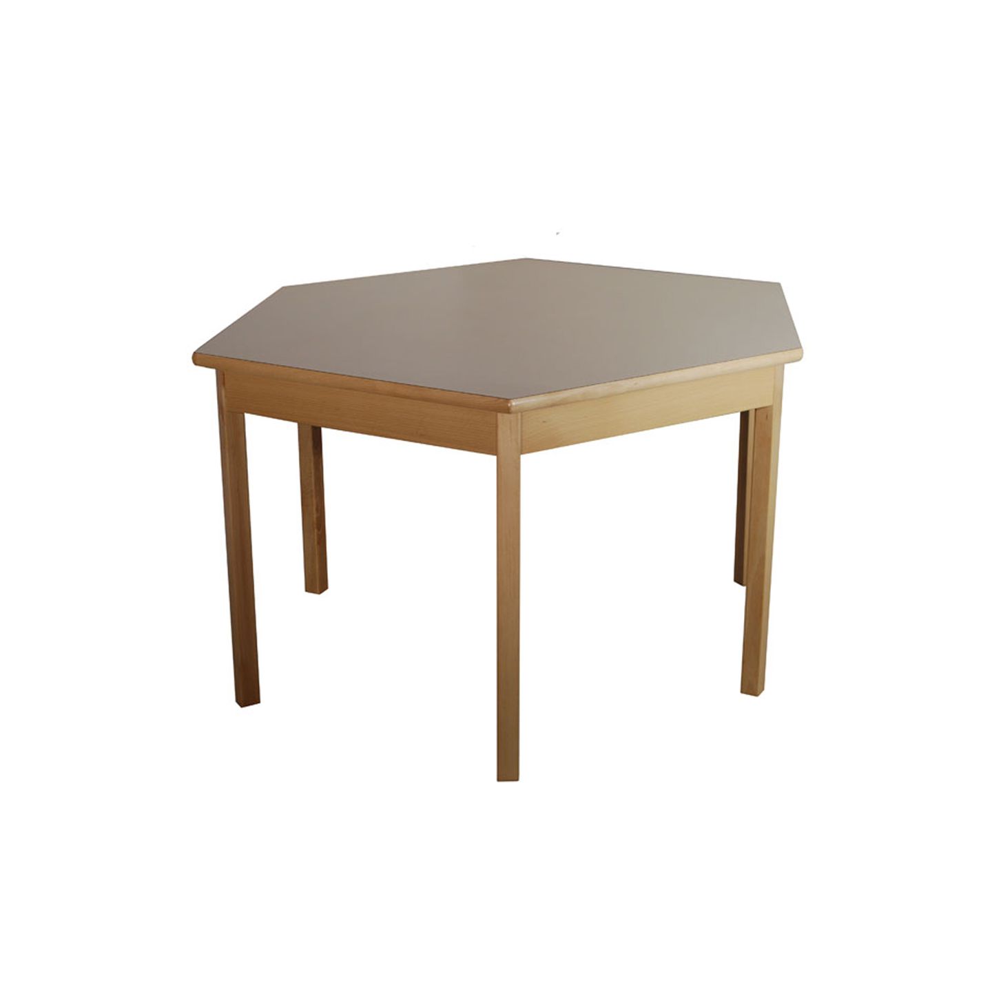 Klassik-Tisch sechseckig mit HPL-Belag, Filzgleiter, B 120 x H 57,5 x T 103,9 cm, Seitenlänge 60 cm