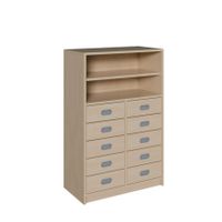 Schrank mit 10 Schubladen, oben Regal mit 1 Einlegeboden, B 102 x H 120 x T 40 cm