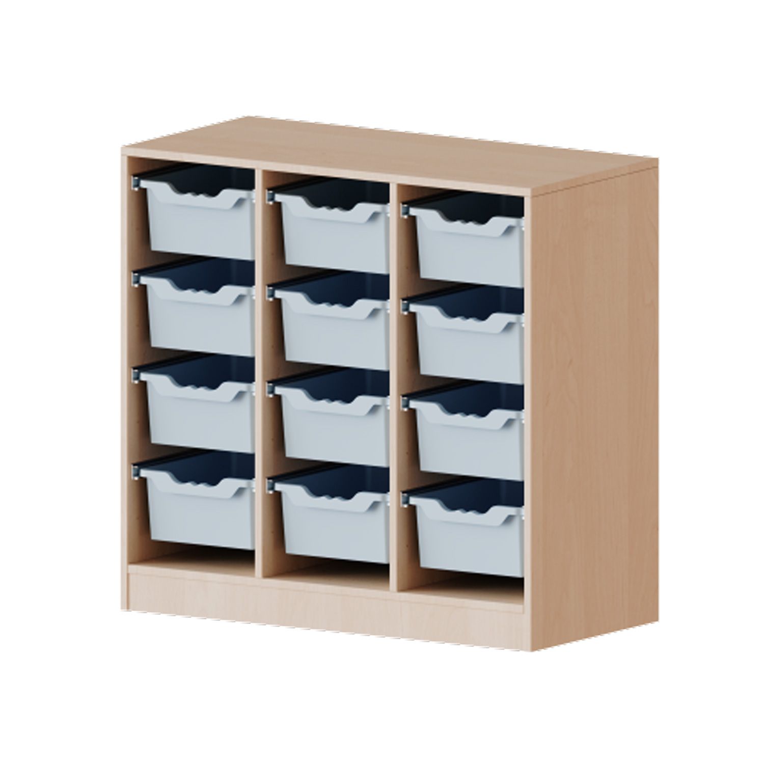 ErgoTray Regal, mit Rollen
und 12 hohen Materialboxen
B 104,5 x H 100 x T 40 cm