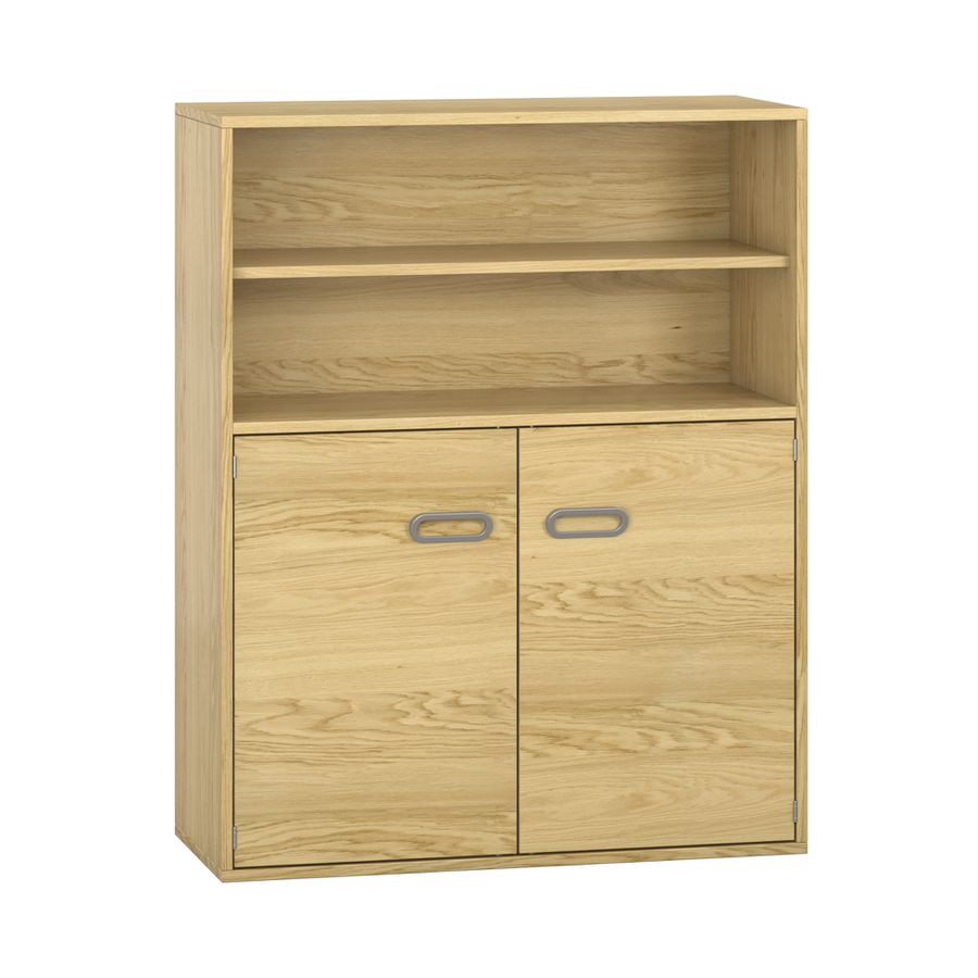 Pureo Türenschrank mit Doppeltür, oben offen, Furnier, B 100 x H 125 x T 42 cm