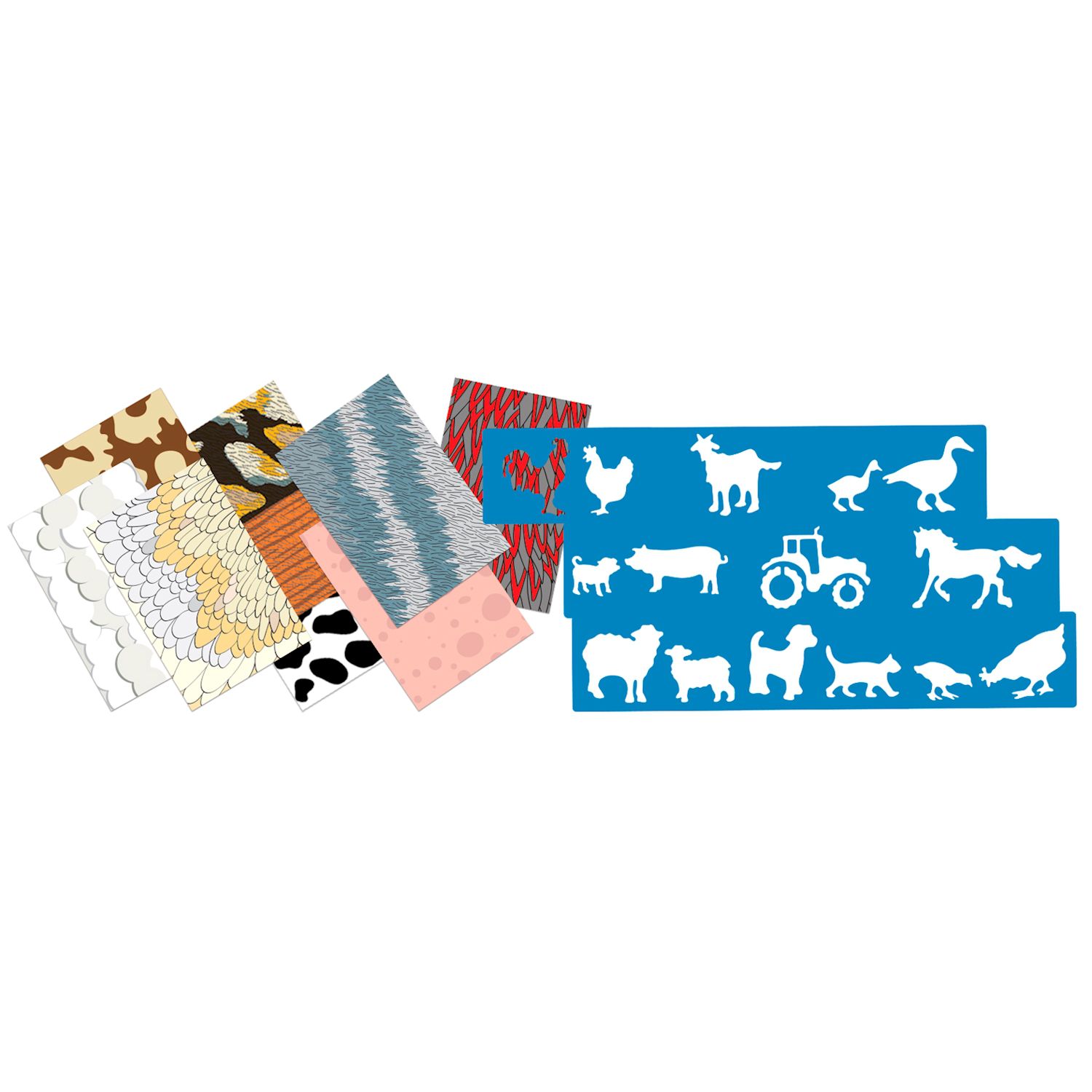 Schablonen und Papier Set Bauernhof