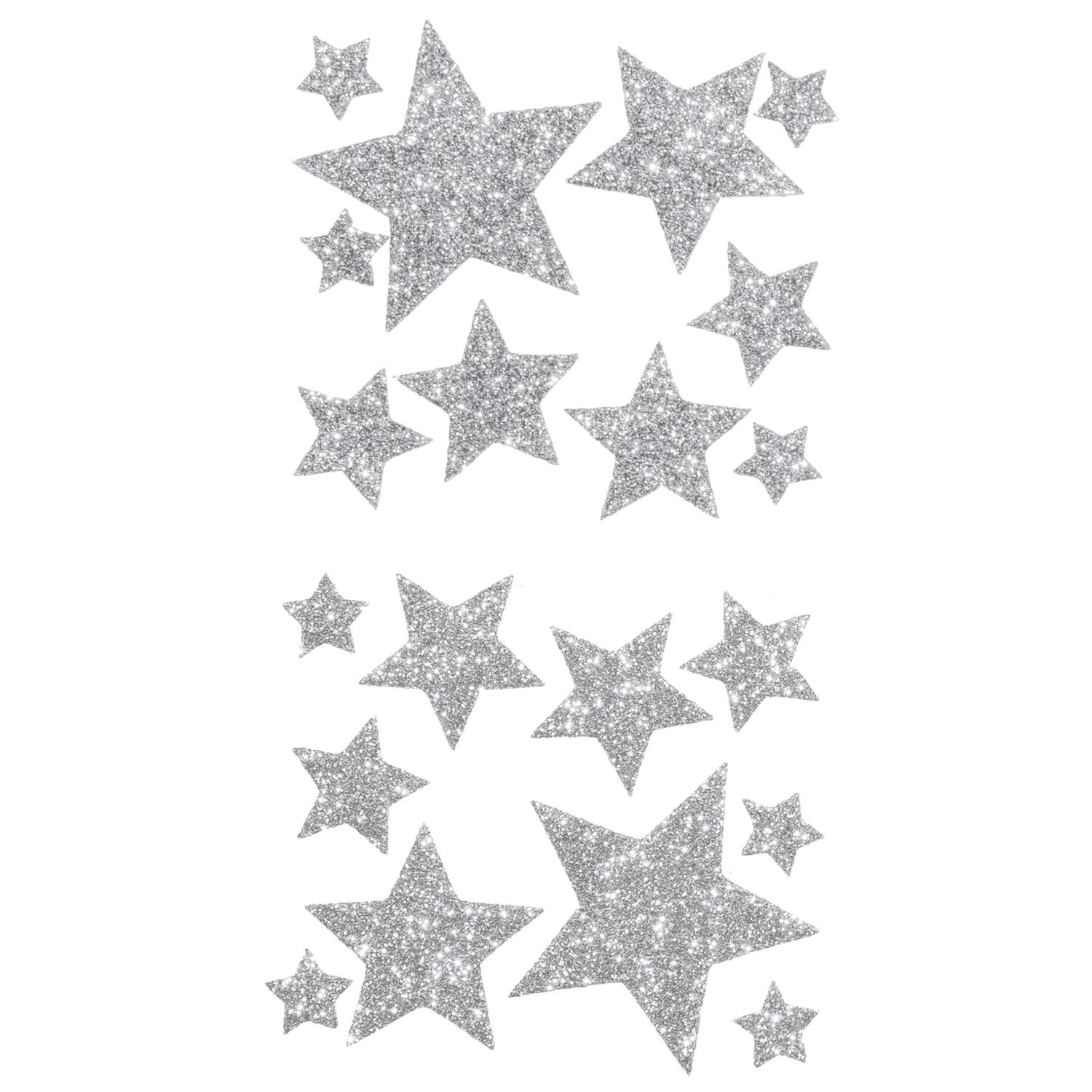 Moosgummi Glitter-Sticker Sterne selbstklebend, 40 Stk.