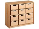 Schrank mit 12 Materialkästen natur Forminant, B 100 x H 83,6 x T 39,4 cm, Buche Echtholz