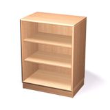 410.025.056 - Materialschrank offen mit Sockel und 2 Einlegeböden, Massivholz Buche, B 60 x H 80 x T 40 cm