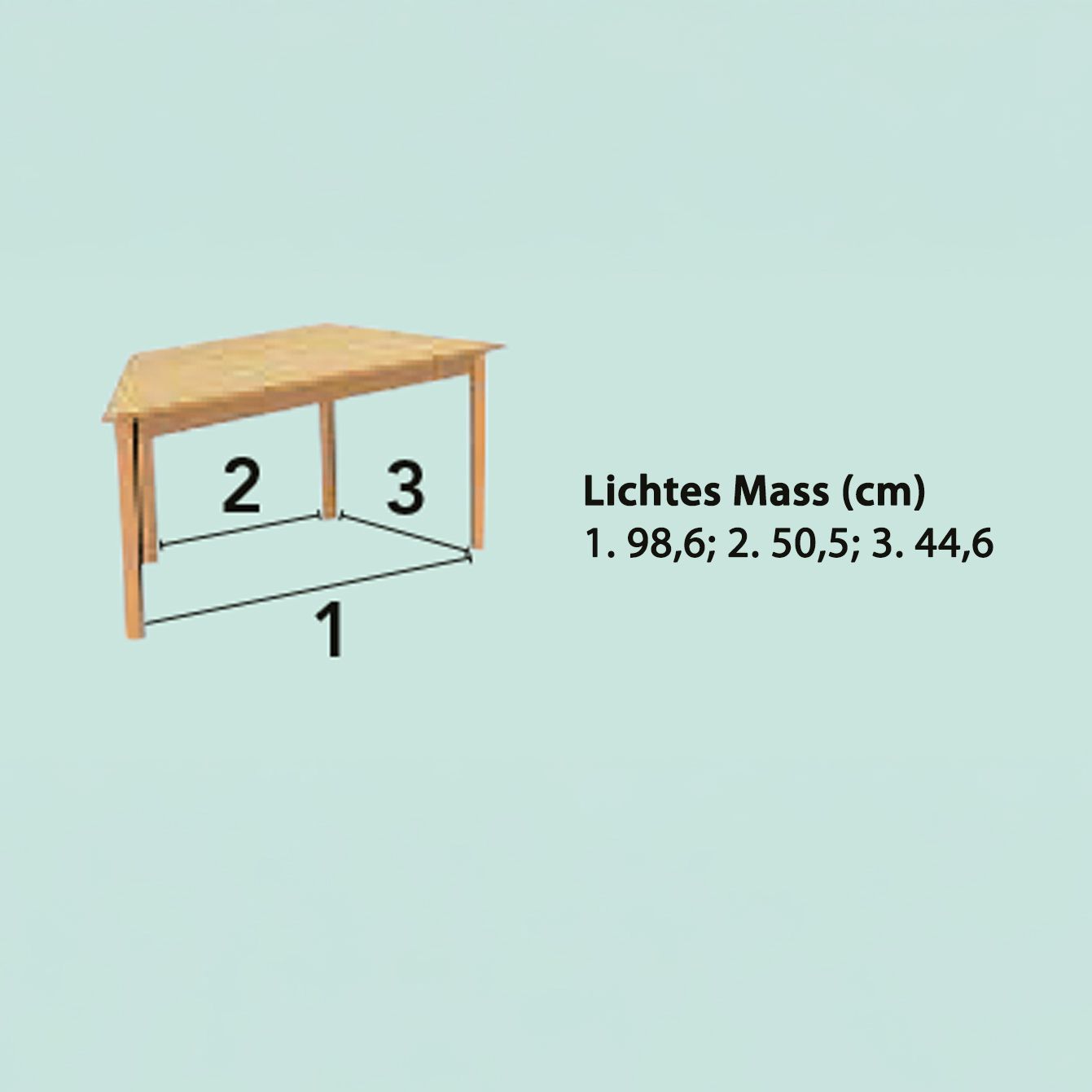 Trapez-Tisch, B 120 x S 60/60/60 cm, mit Gleiter