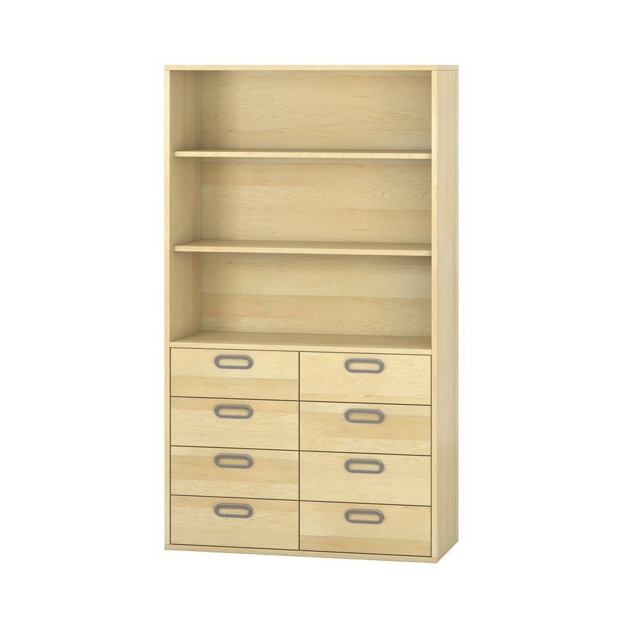Pureo Türenschrank mit 8 Schubkästen, oben offen, Furnier
mit 3 Einlegeböden
B 100 x H 175 x T 42 cm